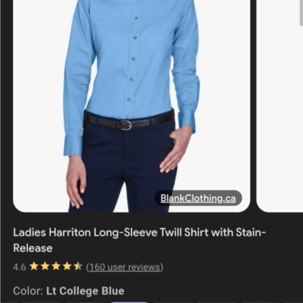 Harriton Women's Stain-Release Twill Shirt - College Blue
